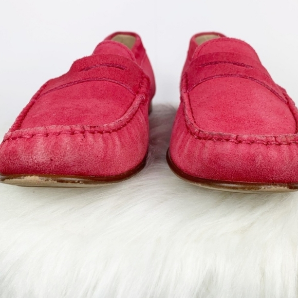 J. Crew James Loafers Fuchsia Hot Pink Suede EUC - Picture 4 of 8